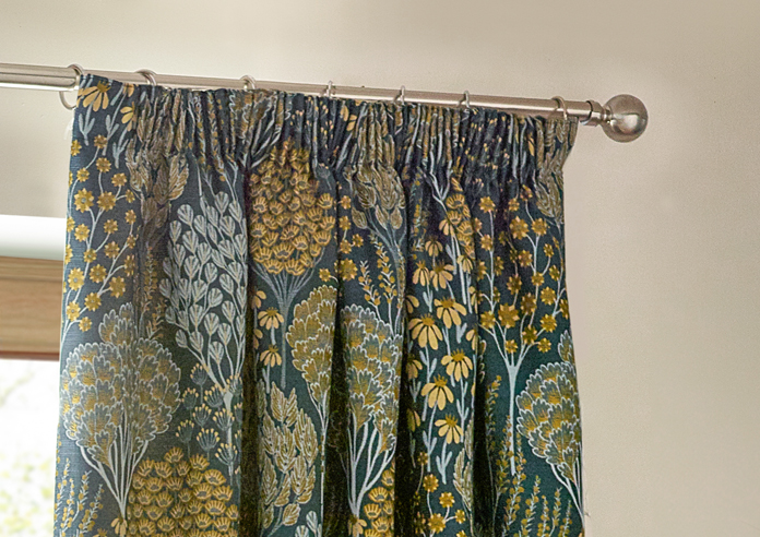 Ophelia Pencil Pleat, Blue/Saffron - Ready Made Curtains - Image 9